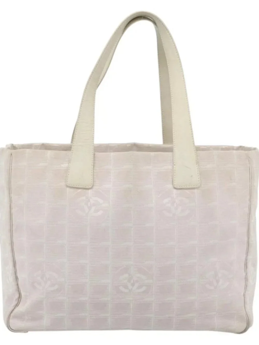 CHANEL New Travel Line Tote Bag Nylon Pink Gold CC Auth 176440